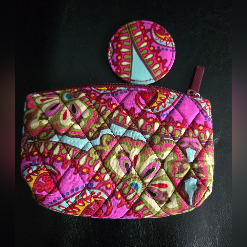 Vera Bradley Cosmetic Bag w Mirror - Picture 2 of 6